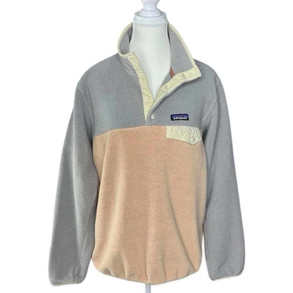 Patagonia Womens Rosewater Lightweight Synchilla Snap-T‎ Pullover Grey Tan Large